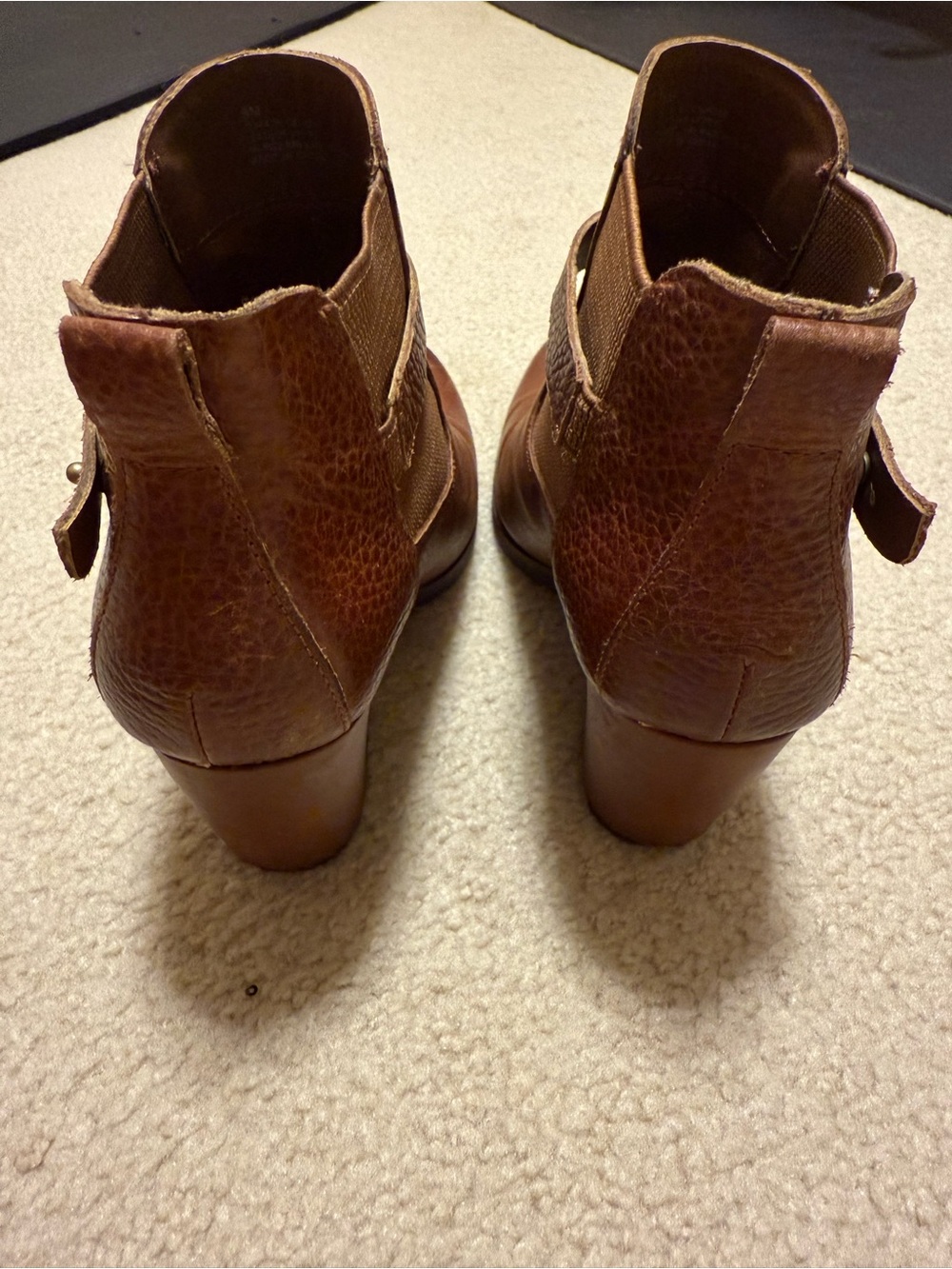 Korks Brown Leather Wedge Ankle Booties - Picture 5 of 8